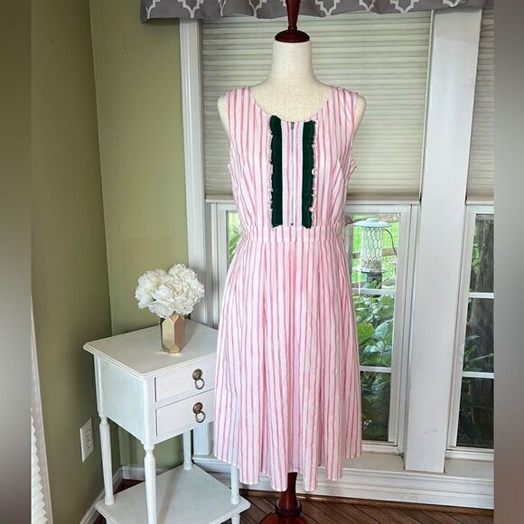 Wayward Fancies Women’s M Preppy pink & Green Retro inspired midi dress - Picture 2 of 16
